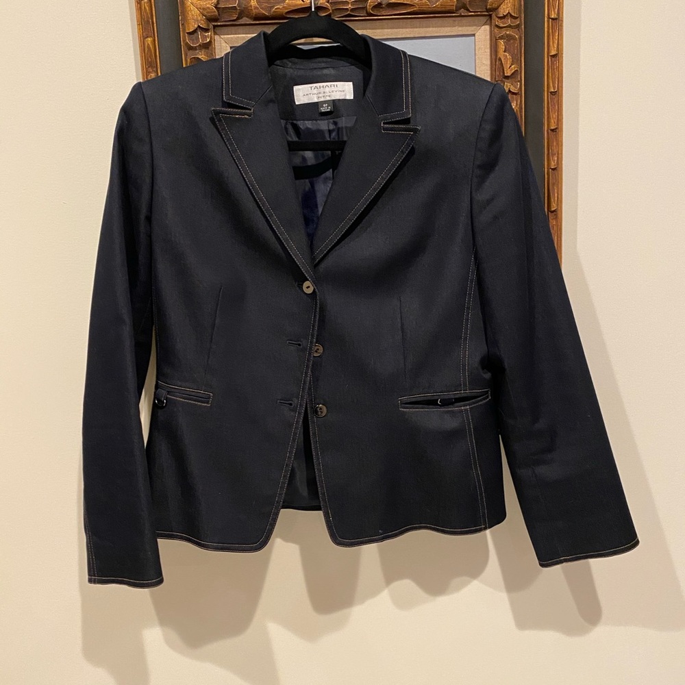 Tahari Dark Denim Skirt Suit